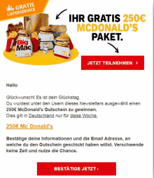 an advertisement for mcdonald 's in german with a big mac box