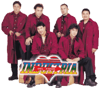 a group of men posing for a picture with the word industria on the bottom right