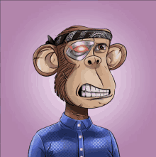 a monkey with a bandana on his head and a robotic eye