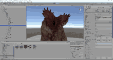 a computer screen shows a 3d model of a monster in unity