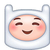 an emoji of finn from adventure time with his eyes closed and smiling