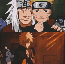 naruto and jiraiya from naruto are posing for a picture together