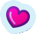 a pink heart is sitting on top of a white circle on a white background .