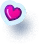 a pink heart is sitting on top of a white circle on a white background .