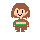 a pixel art of a girl with brown hair wearing a green and white striped shirt .