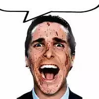 a man with blood on his face is screaming with a speech bubble above him