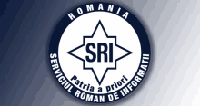 a blue and white logo with the word sri in the center