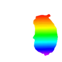 a rainbow colored silhouette of a person 's face on a white background