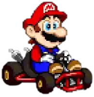 a pixel art drawing of mario riding a kart