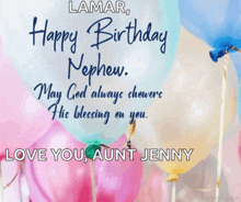 a birthday card for a nephew says lamar happy birthday nephew may god always showers his blessing on you