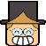 a pixel art drawing of a man wearing a top hat .