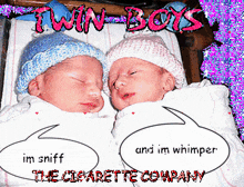 two babies laying next to each other with the words twin boys on the bottom