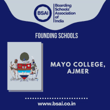 a poster for mayo college ajmer shows a coat of arms