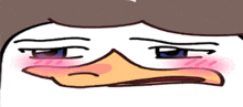 a cartoon drawing of a duck with a sad face