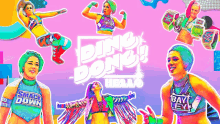 a collage of female wrestlers with the words ding dong hello