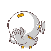 a cartoon drawing of a duck covering its face with its hand