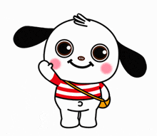 a cartoon character with a red and white striped shirt on