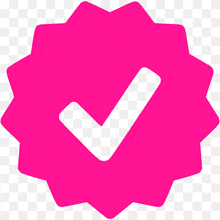 a pink circle with a white check mark inside