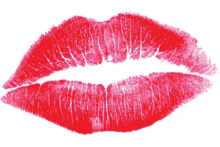 a close up of a woman 's lips with red lipstick