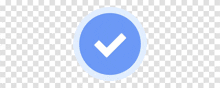 a blue circle with a white check mark inside of it on a checkered background