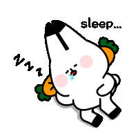 a cartoon drawing of a sheep sleeping with a carrot on its head