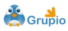 a logo for grupio with a blue penguin on it