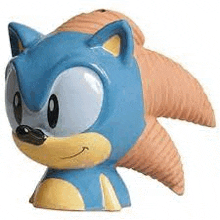 a ceramic piggy bank of sonic the hedgehog from the video game sonic the hedgehog on a white background .