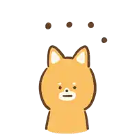 a cartoon drawing of a dog with three brown dots coming out of its head