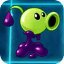 a green and purple cartoon character with a purple base and a purple drop of liquid coming out of its mouth .