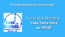 a blue background with a logo for terco dos homens