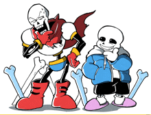 papyrus and sans are standing next to each other