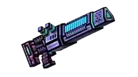 a cartoon drawing of a purple and blue weapon