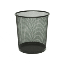 a black trash can with a white background is empty