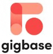 the logo for gigbase is a red circle and a red rectangle .