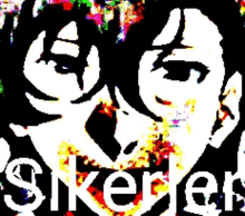 a black and white image of a person with the word skeler written below it