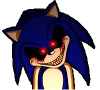 a cartoon of sonic the hedgehog with red eyes and teeth