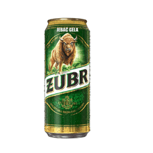 a can of zubr with a bison on the front