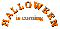 a logo that says halloween is coming in orange letters