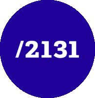 a blue circle with the number / 2131 written on it