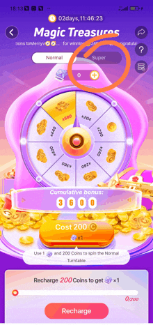 a screenshot of a game called magic treasures on a cell phone