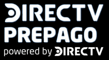 a logo for directv prepago that is white on a black background