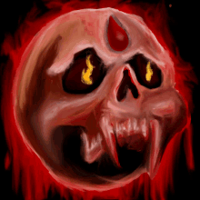 a painting of a skull with blood on it 's face