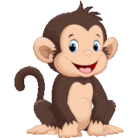 a cartoon monkey is sitting down with its tongue hanging out