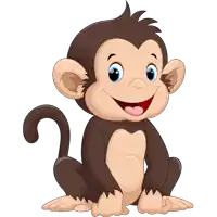 a cartoon monkey is sitting down with its tongue hanging out