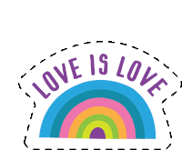 a sticker that says love is love with a rainbow in the center