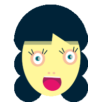 a cartoon drawing of a woman 's face with a surprised look on her face