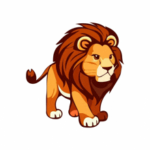 a cartoon illustration of a lion with a long mane