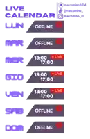 a purple and white live calendar with a red live button in the middle