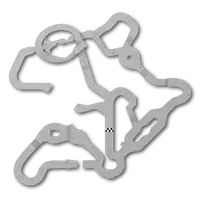 a map of a race track with a checkered flag in the middle