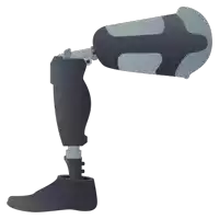 a drawing of a prosthetic leg with a foot attached to it